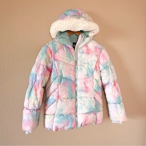 ZeroXposur Kids Pastel Tie-Dye Plush Hooded Puffer Jacket 14-16